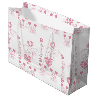 Pink Hearts Baby Dusche Große Geschenktüte