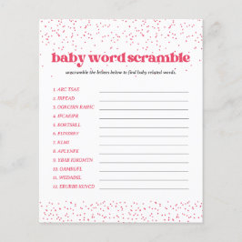 Pink Hearts Baby Dusche Word Scramble Game Flyer
