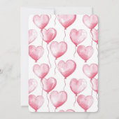 Pink Hearts Balloons Babydusche Einladung (Rückseite)