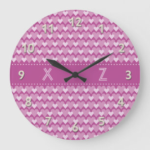 Pink Hearts benutzerdefinierte Wanduhr