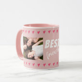 Pink Hearts Best Friends Typografie 2 Foto Tasse (Vorderseite Links)