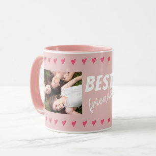 Pink Hearts Best Friends Typografie 2 Foto Tasse