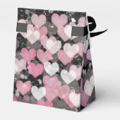 Pink Hearts Black Imitats Glitzer Black Bow Geschenkschachtel (Rückseite)