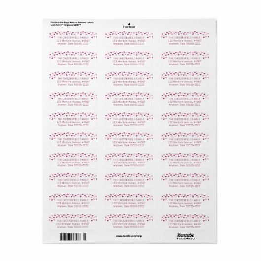 Pink Hearts Border Return Address (Vorne)