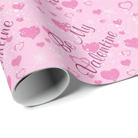 Pink Hearts Bright Valentine Geschenkpapier (Rolleneckpunkt)