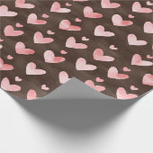 Pink Hearts Brown Cocoa Geburtstag Geschenkpapier (Ecke)