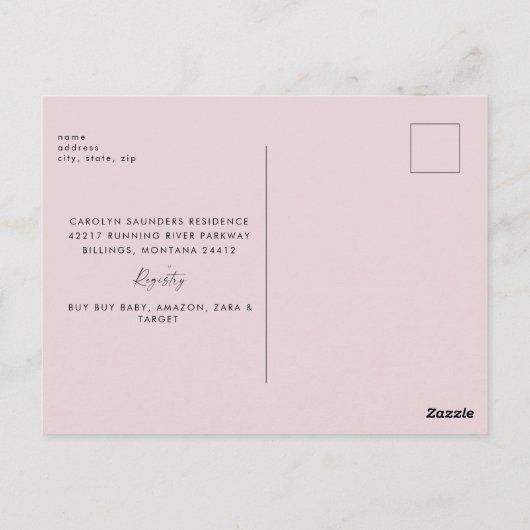 Pink Hearts & Butterflies Kinderdusche Einladung P Postkarte (Rückseite)