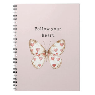 Pink Hearts Butterfly Notizblock