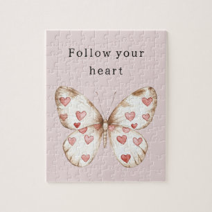 Pink Hearts Butterfly Puzzle