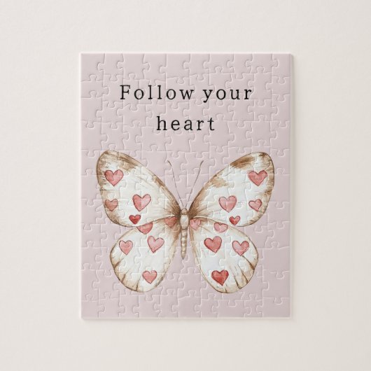 Pink Hearts Butterfly Puzzle (Vertikal)