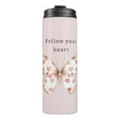 Pink Hearts Butterfly Thermosbecher (Vorderseite)