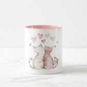 Pink Hearts Cat Love Tasse (Zentrum)