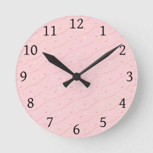 Pink Hearts Clock Runde Wanduhr