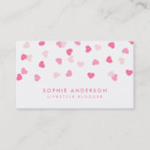 Pink Hearts Confetti Social Media Visitenkarte (Vorderseite)