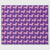 Pink Hearts Dachsund Geschenkpapier (Flach)