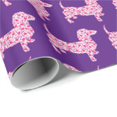 Pink Hearts Dachsund Geschenkpapier (Rolleneckpunkt)
