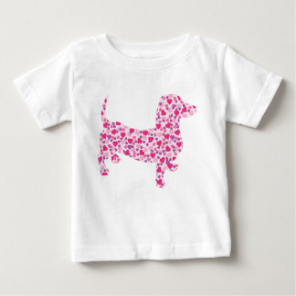 Pink Hearts Dacshund Baby T-shirt