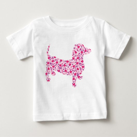 Pink Hearts Dacshund Baby T-shirt (Vorderseite)