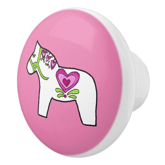 Pink Hearts Dala Horse Keramikknauf (Rechts)