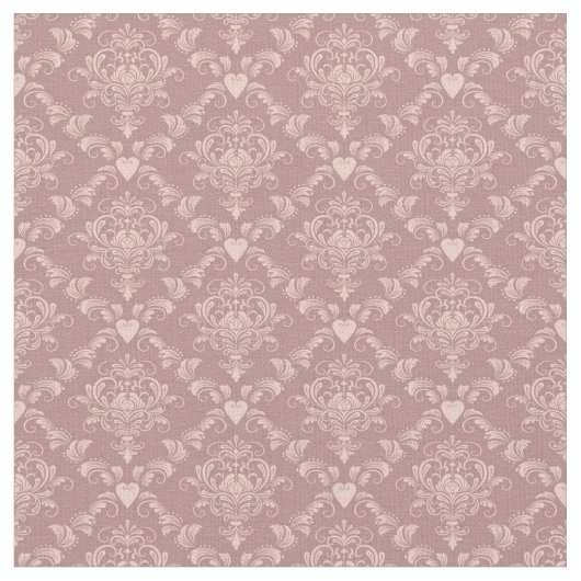 Pink Hearts Damask Stoff (Nahaufnahme)