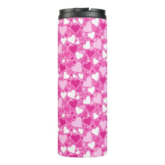 Pink Hearts Design for Breast Cancer Awareness Thermosbecher (Rückseite)