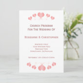 Pink Hearts Design Wedding Programm (Stehend Vorderseite)