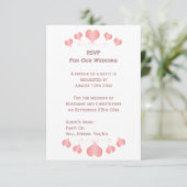 Pink Hearts Design Wedding RSVP Karte (Stehend Vorderseite)
