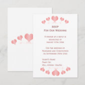Pink Hearts Design Wedding RSVP Karte (Vorne/Hinten)