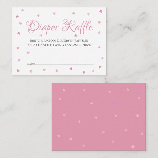 Pink Hearts Diaper Raffle Baby Dusche Begleitkarte (Vorne/Hinten)