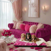 Pink Hearts Dog Beds - Customizable - Home 