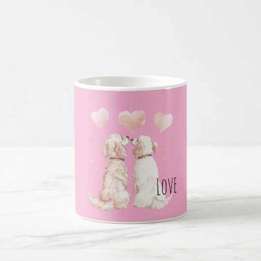 Pink Hearts Dog Love Kaffeetasse (Mittel)