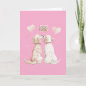 Pink Hearts Dog Love Karte (Vorderseite)