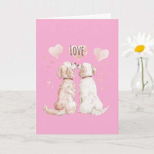 Pink Hearts Dog Love Karte (Kleine Pflanze)