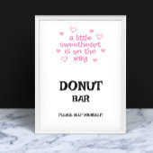 Pink hearts Donut Bar Shower Sign Poster