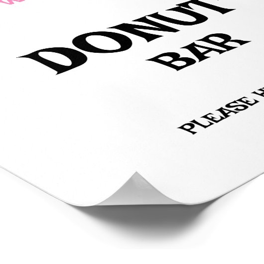 Pink hearts Donut Bar Shower Sign Poster (Ecke)