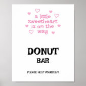 Pink hearts Donut Bar Shower Sign Poster (Vorne)