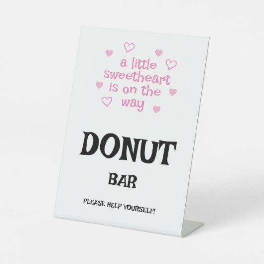Pink hearts Donut Bar Shower Sockelschild (Vorderseite)