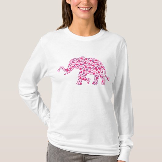 Pink Hearts Elephant T-Shirt (Vorderseite)