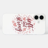 Pink Hearts Empowering "Soft But Strong" Graphic Case-Mate iPhone Hülle (Rückseite (Horizontal))
