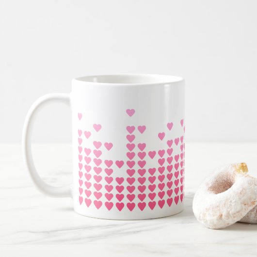 Pink Hearts Equalizer Music Geek Kaffeetasse (Mit Donut)