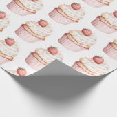 Pink Hearts Erdbeercupcake   Geschenkpapier (Ecke)