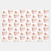 Pink Hearts Erdbeercupcake   Geschenkpapier Set (Vorderseite)