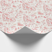 Pink Hearts Floral Love Bridal Shower Geschenkpapier (Ecke)