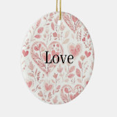 Pink Hearts Floral Love Keramik Ornament (Rechts)