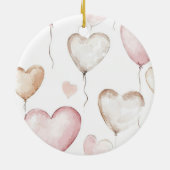 Pink Hearts Floral Love Keramik Ornament (Hinten)