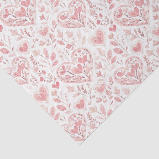 Pink Hearts Floral Love Seidenpapier (Ausschnitt)