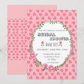 Pink Hearts Flower Bridal Shower Invitation Card Einladung (Vorne/Hinten)