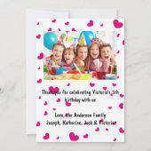 Pink Hearts Foto - Danke, Flachkarte Einladung (Rückseite)