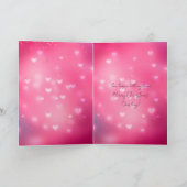 Pink Hearts Fox Bunny Glitzy Sweetheart Christmas Karte (Innenseite)