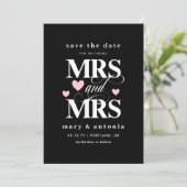 Pink Hearts Future Mrs. & Mrs. Lesbian Save the Da Date (Stehend Vorderseite)